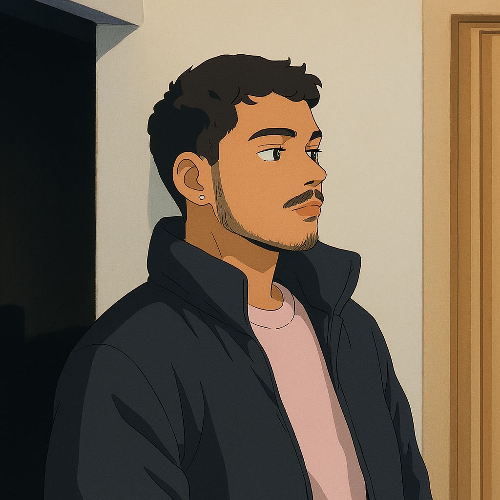 Foto do autor do site no estilo de animação do estúdio Ghibli.